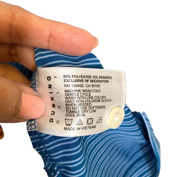 Dunning Golf Polo Shirt Blue / White Striped Men’s Size XL Logo - Picture 8 of 12